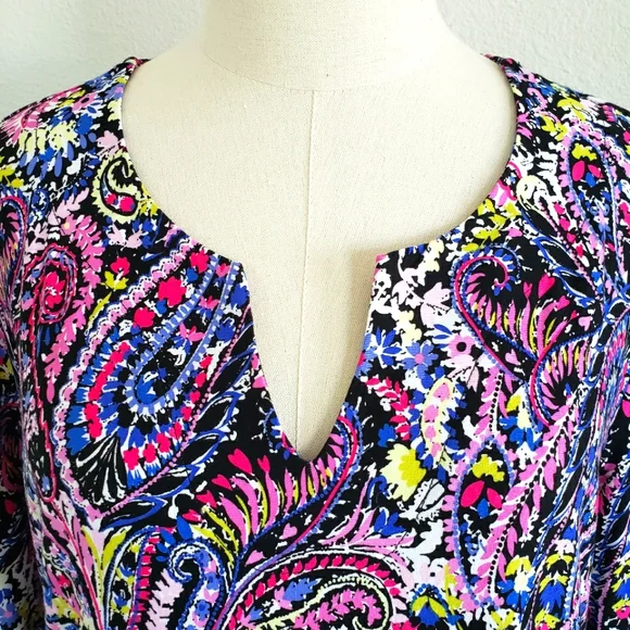 PAPPAGALLO Long Sleeve Pearl Pink Paisley Tunic Top—NWT—L - Picture 2 of 14